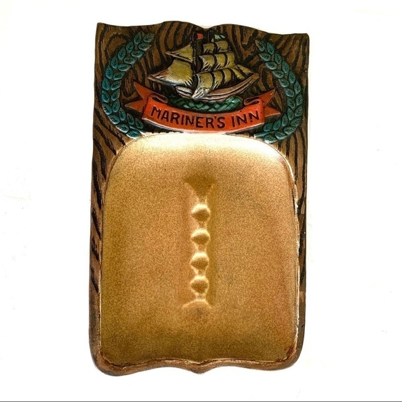 Vintage Mariner's Inn Nautical Ashtray Oversized Sailing Ship 5.5" x 9" - Picture 1 of 10